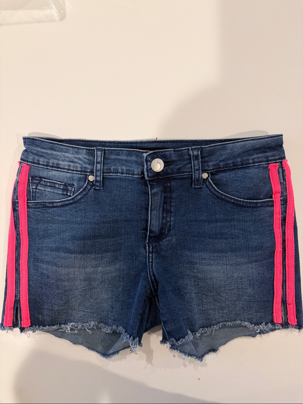 Joe's Jeans Dark Blue Denim Shorts with Pink Side Stripes